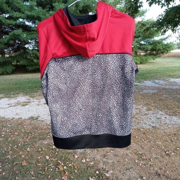 Jordan Jumpman elephant print Therma-Fit zip front hoodie red gray black size L - Picture 9 of 16